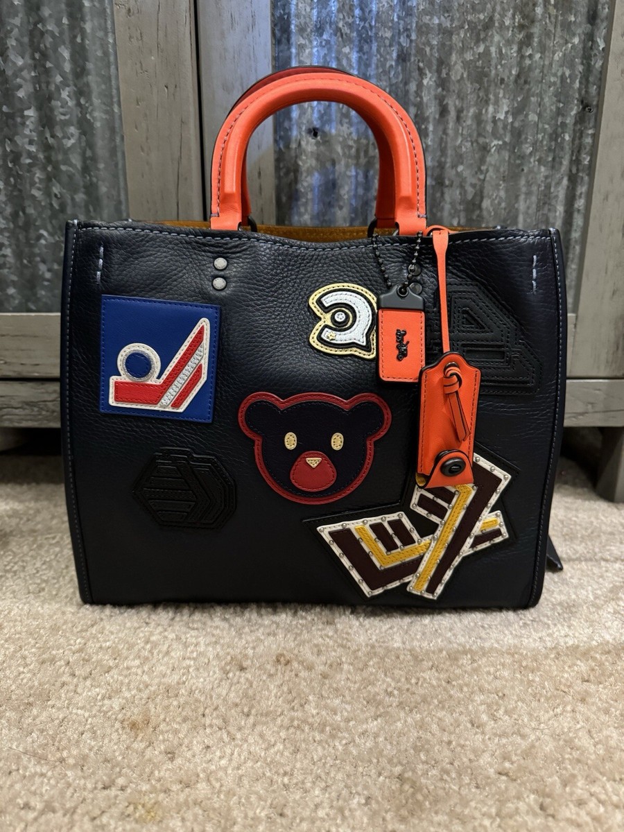 Coach 1941 Varsity Patch Rogue Leather Bag Navy 57231 HARD TO FIND
