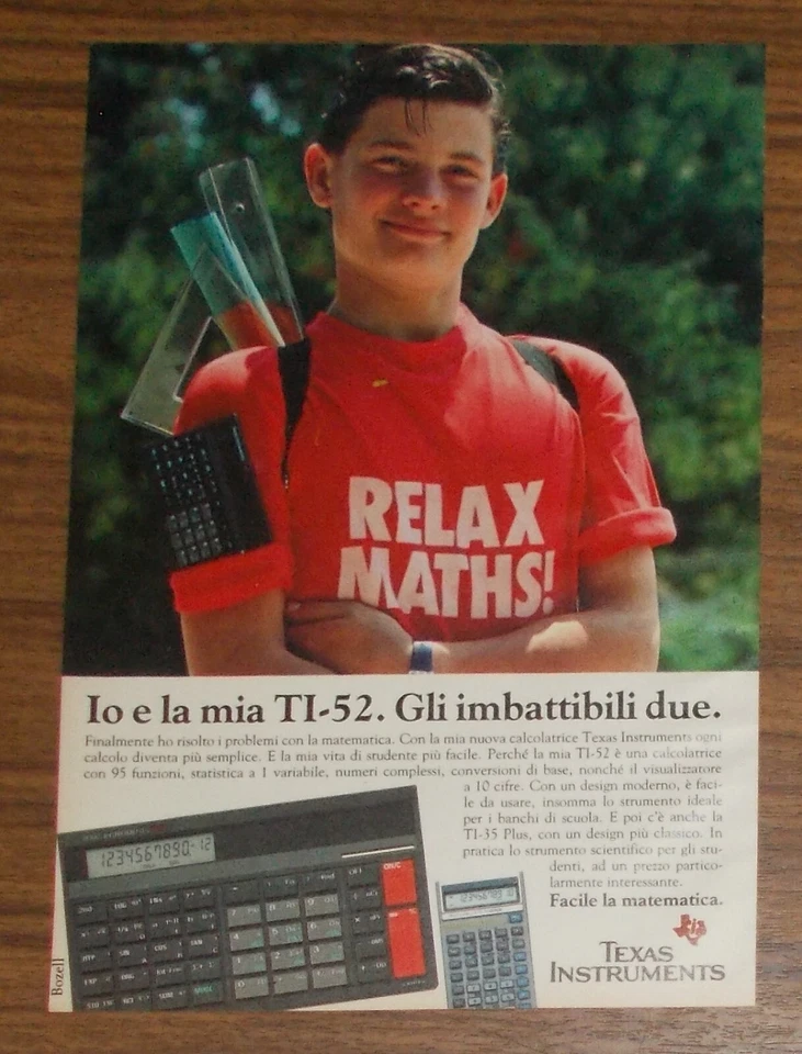 Seltene Werbung TEXAS INSTRUMENTS TI-52 TI-35 PLUS Taschenrechner 1989 - Bild 1 von 1