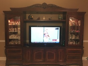 Solid Wood Entertainment Center 10 Ft X 7 Ft At Center X 22 In