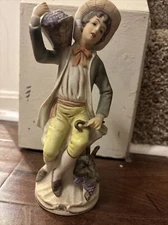 Tuscany Boy with Basket of Grapes Porcelain Figurine Japan 1258 Vintage Homco