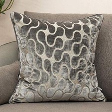 Silver Square Throw Pillow Cover Wavy Velvet 18" x 18" Pack of 1 Grey