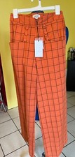 Unique Vintage 1940s Orange Windowpane High Waist Ginger Pants size small