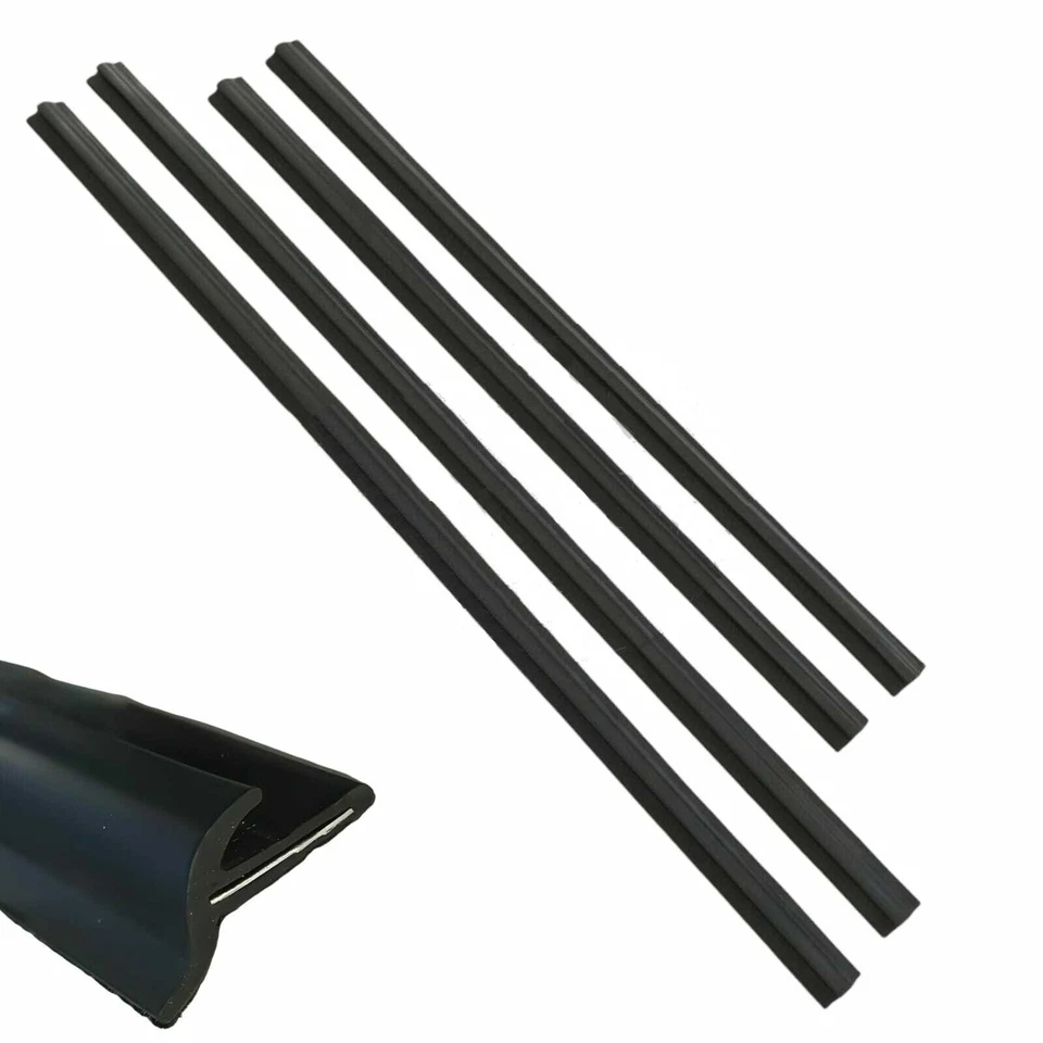 Mercedes W123 Door Window Glass Scraper Rubber Seal Brushes 4 Pcs set - Imagen 1 de 1