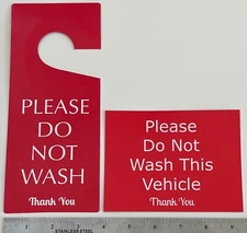 Do Not Wash This Vehicle Mirror Hanger Sign/Dash Card Set - Detailing / Car Wash