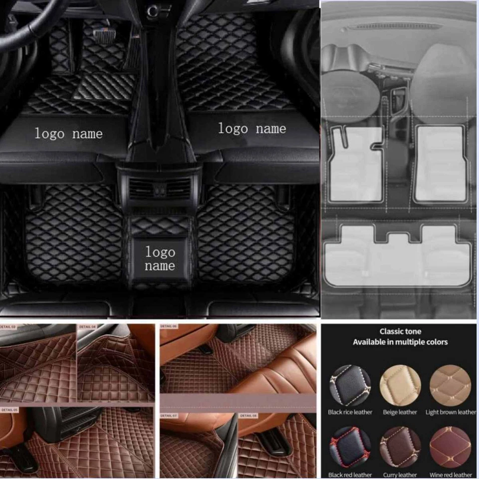 For Porsche Car Floor Mats Carpets Custom Pu Leather Auto All Weather Waterproof Foto 3 de 4
