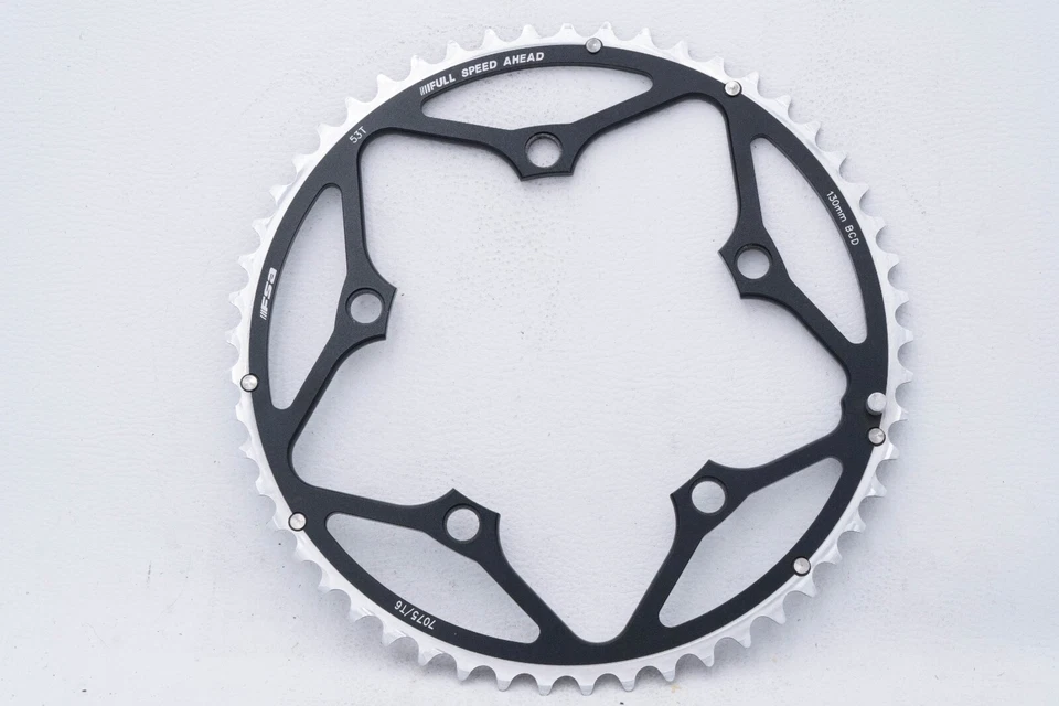 NOS FSA CHAINRING 53t 130 9 SPEED ROAD RACING BIKE BICYCLE OLD OUTER BLACK - Image 2 of 3