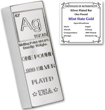 1 Lb Silver Plated Bar (Trapezoid Ingot) .999 Pure Paperweight - Element Design