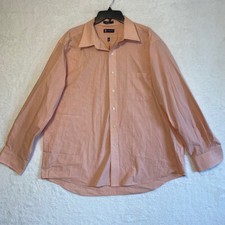 CHAPS Classic Fit Peach Plaid Button Down Shirt Mens Size 18 34 35 Wrinkle Free