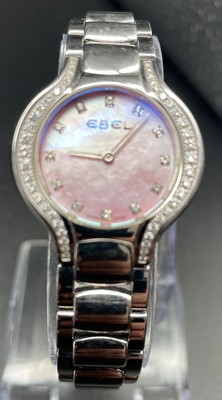 Ebel Beluga Pink MOP Dial 26mm Diamond Bezel Swiss 6 Jewels  Quartz Ladies Watch