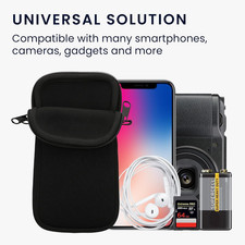 Custodia per Cellulare da Donna con Portafoglio, Borsa a Tracolla Piccola in Nylon, Ingresso per Cuffie, Tracolla Regolabile Sportiva (Nero) (A