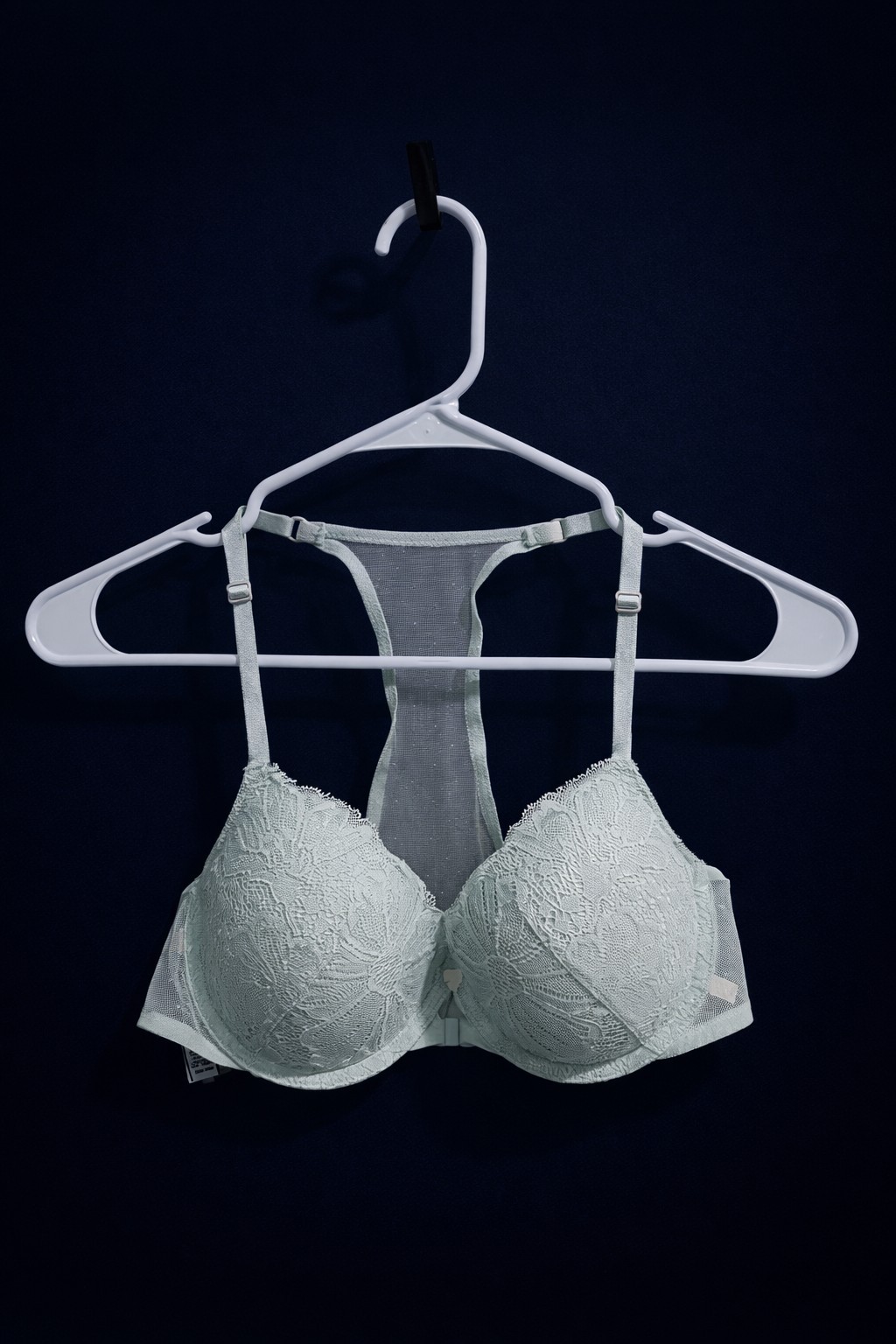 Victoria's Secret Sexy Tee Lightly Lined Demi Lace Mesh Bra 36B Pale Sky Grey