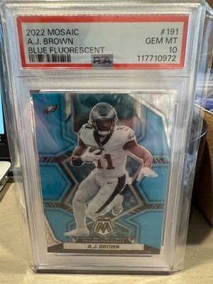 2022 Mosaic A.J. Brown Blue Fluorescent PSA Gem Mt 10 /15 #191