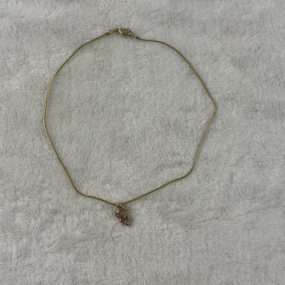 Avon Gold Tone Pink Austrian Crystals Pendant Necklace Vintage