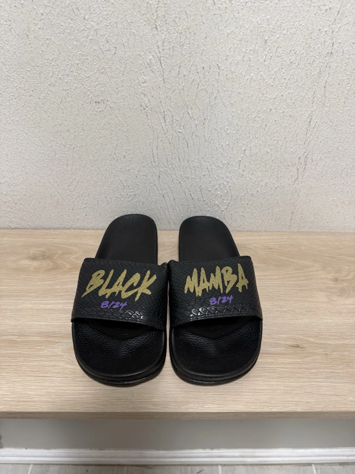 Kobe Bryant 8/24 Purple & Gold Black Foam Black Mamba Slide Sandals Men's Sz 10