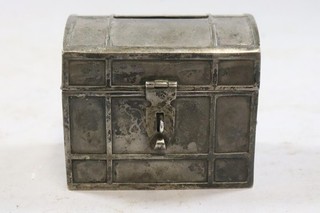 Spardose in Form einer Truhe 800er Silber um 1900 (IJ694)