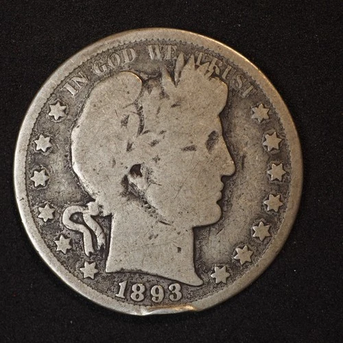 1893 **S** BARBER SILVER HALF DOLLAR ***NICE COIN!***  FREE SHIPPING! C1875