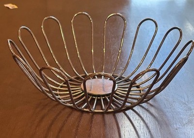 Mid Century Modern Vintage Metal Fruit Bowl 12  x 4  Atomic