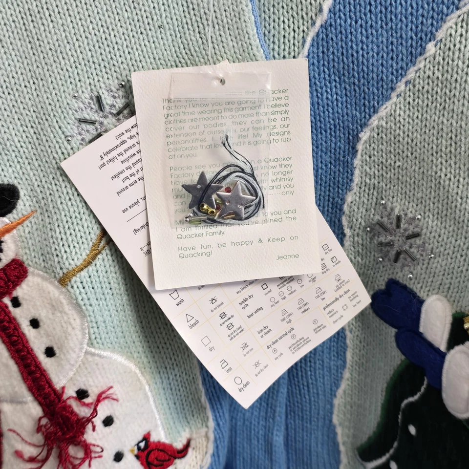 Vtg The Quacker Factory Womens Small Christmas Embroidered Cardigan Sweater New - Image 2 of 4