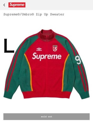 Supreme x Umbro Red Zip Up Sweater Full Zip Jacket Authentic StreetwearSize L
