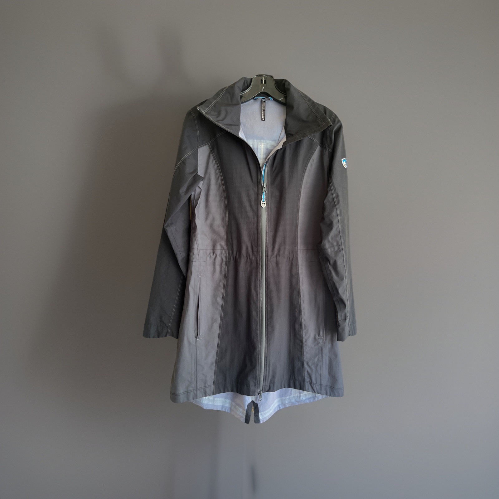 Kuhl Projekt Jetstream Trench Jacket Womens S Black Waterproof Hooded Packable