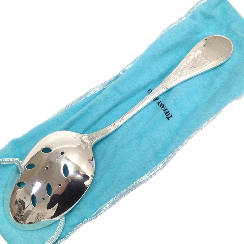 Ложка сервировочная овощная пирсинговая Tiffany & Co Audubon 9 дюймов чистое серебро 146,8 г - Изображение 2 из 4