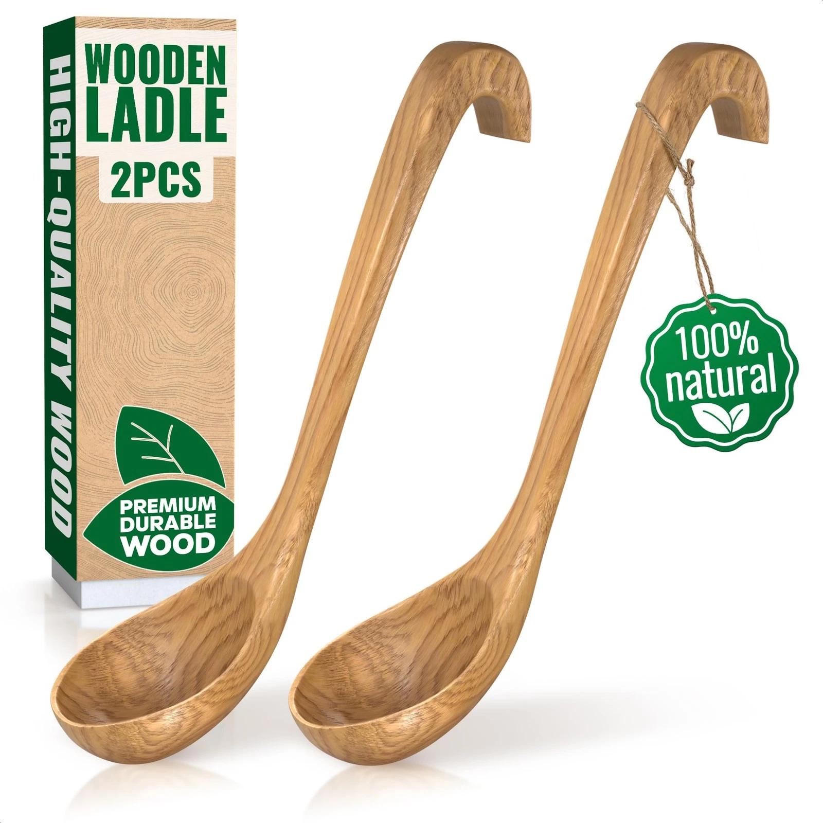 2 Pcs Wooden Ladle for Soup – 10.8×2.8" Bamboo Soup Ladle for Stews and Sauce...
Opens in a new wind