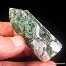 45g58mm Moss Agate Point Crystal Tower Natural Quartz Healing Gemstone Specimen