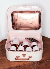 Vintage Style Pink Unicorn Tin Tea Set Clean VGC Pottery Barn- Limited Edition