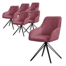 6x Sedia sala da pranzo rosa antico poltroncina per salotto cucina girevole 360°