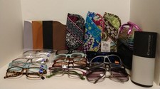 Mixed Lot of 15 Pairs Reading Glasses and 10 Cases New and Used, Different Specs