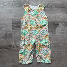 Vintage 70 s Kids 18 Mo Romper Jumper Floral Pattern Jacquard Stripe Made In USA