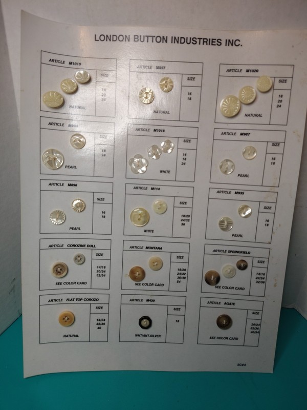 London Button Industries Button Sheet Nice Designs Pearl And Natural 31 Buttons