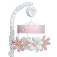 Lambs Ivy Daisy Dreams Pink/White Musical Baby Crib Mobile Soother Toy