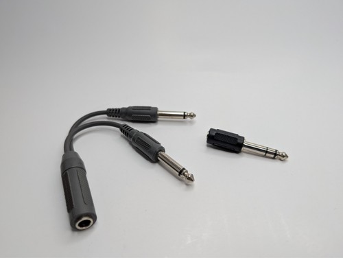 1/4" Mono Adapter Lot – Splitter & 1/4" to AUX Converter – Tested & Working