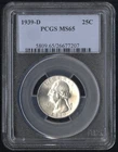 US Coin 1939 D Washington Silver Quarter PCGS MS65 25C NO RESERVE!