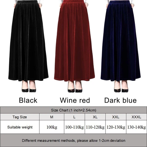 Eleganter langer Damen Samtrock mit hoher Taille und stilvoller Aline Form - Bild 5 von 42