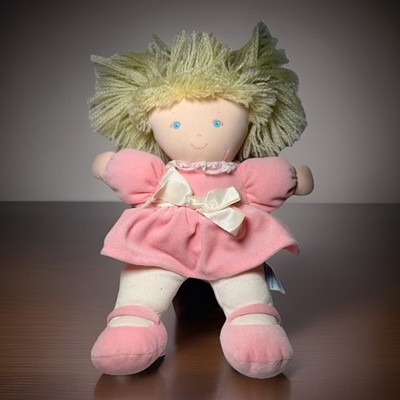 Eden Baby Doll Blonde Yarn Hair Pink Dress Wind Up Music Plush*video in picture*