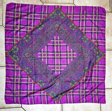 Vintage Yves Saint Laurent Tartan Silk Scarf Plaid