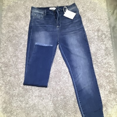 Cello Cropped Skinny Jeans Blue Dark Wash Stretch Denim