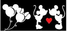 Mickey Minni Heart & Balloons Two 5" White Vinyl Decals Car Truck Windows Tablet