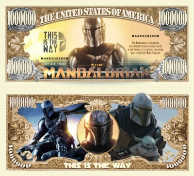The MANDALORIAN BANKNOTE 1 MILLION DOLLAR US! BABY YODA STAR WARS Controller Jedi Serie