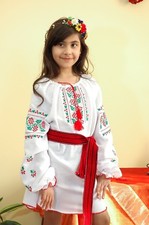 Ukrainian embroidered traditional blouse or dress for girls, ladies, vyshyvanka