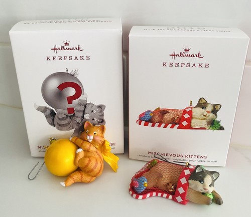 Hallmark 2019 Mischievous Kitten Surprise GOLD Orange Tabby Cat Ornament + 21st - 第 1/10 張圖片