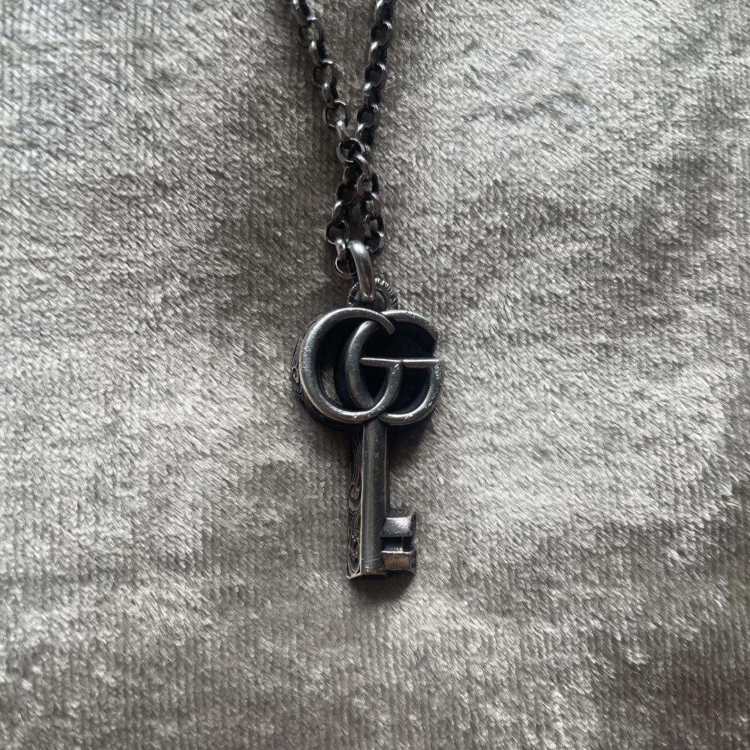 GUCCI Gucci Silver Double G Key Necklace Japan Import Rare