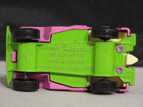 Vintage 1971 Matchbox Lesney Superfast No. 2 Jeep Hot Rod Rosa/Verde - England - Foto 6 di 6