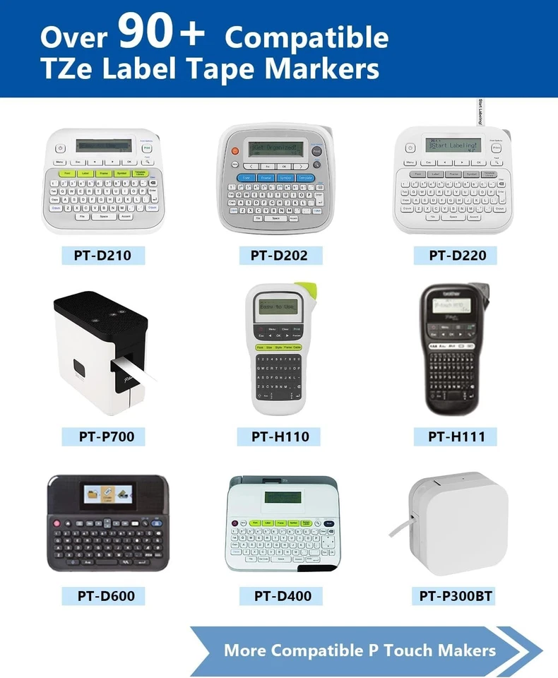 Cinta para hacer etiquetas 6PK laminada de 12 mm para Brother P-Touch TZ-231 TZe-231 PT-H110 Foto 4 de 4