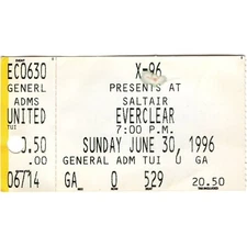 EVERCLEAR & TRACY BONHAM Concert Ticket Stub  MAGNA UT 6/30/96 SUMMERLAND TOUR