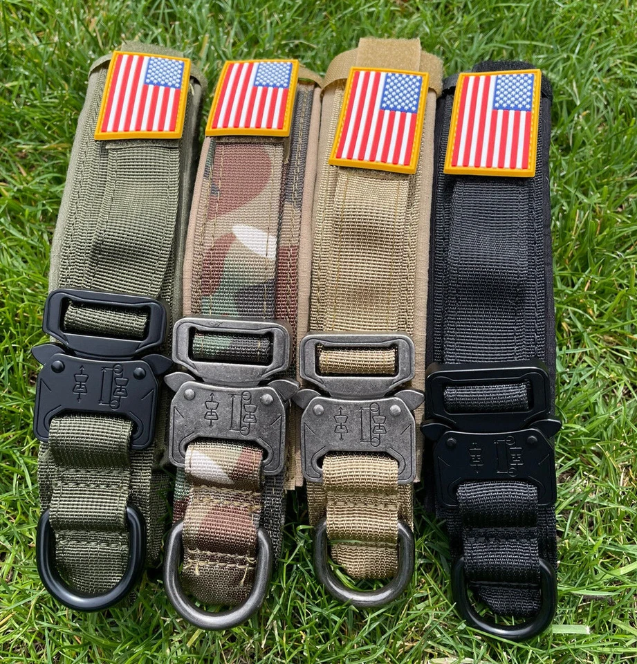 American Flag Tactical Dog Collar Service Canine Training Puppy K9 Metal - Image 2 of 4