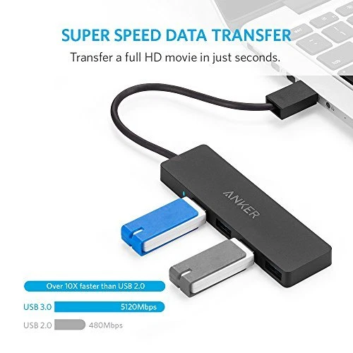 Anker USB3.0 Ultra Slim 4-port USB hub high-speed hub lightweight and compact - Image 2 of 4