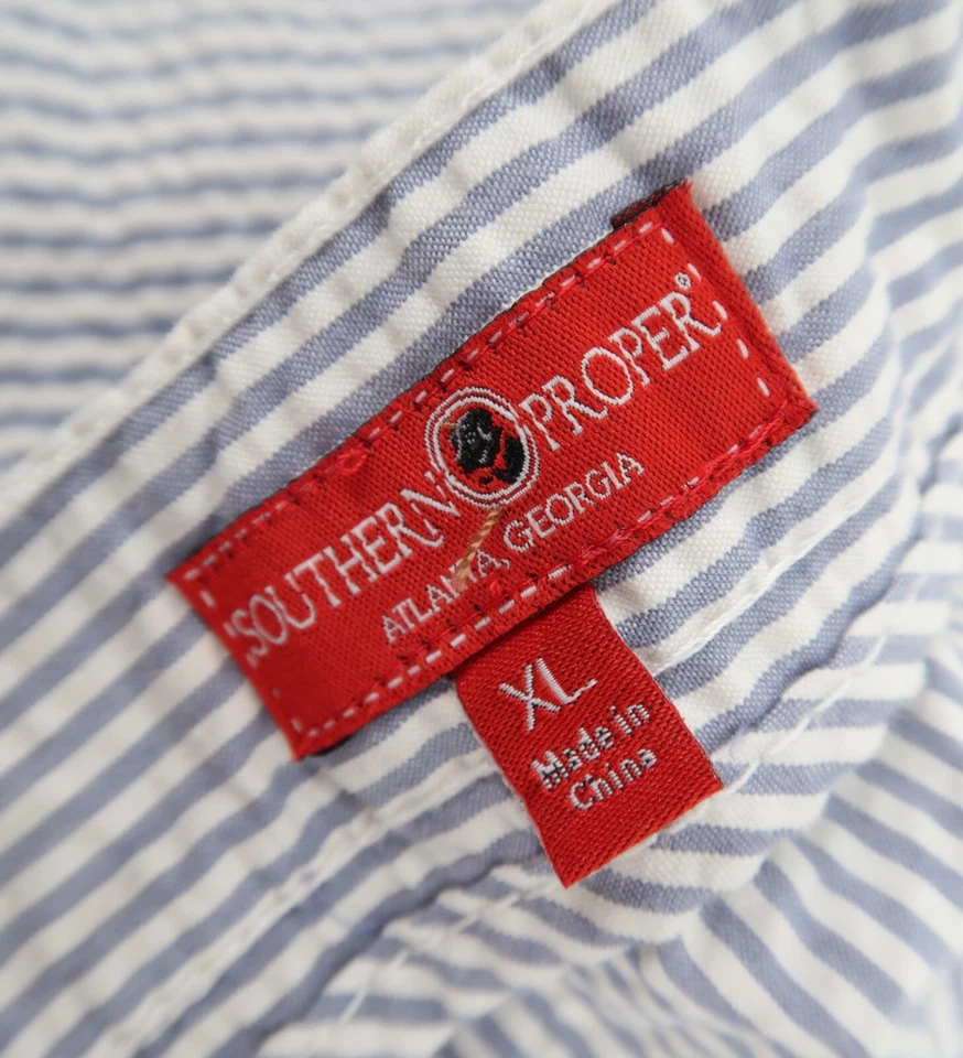 Pantalones Cortos Southern Proper Para Hombre XL Seersucker Azul Blanco Rayas Chino Nuevos con Etiquetas Foto 3 de 4